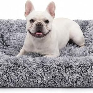 Jaspuriea Medium Dog Bed Washable, Dog Crate Mattress, Grey, 75x50x7cm