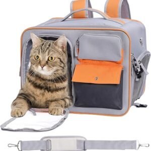 Navaris Pet Carrier with Window - Cat Carrier Large Soft Fabric Pet Travel Bag - 3-Sided Opening Security Buckles Soft Mat - Pet Carriers for Cats & Kittens up to 7.5kg (16.5lb)