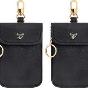 ZEXMTE Faraday Pouch for Car Keys, Car RFID Signal Blocking Holder 2 Pack, Anti-Theft Key Faraday Bag, Suede Leather Faraday Bag for Key Fob with Wristband, Key Protector Case