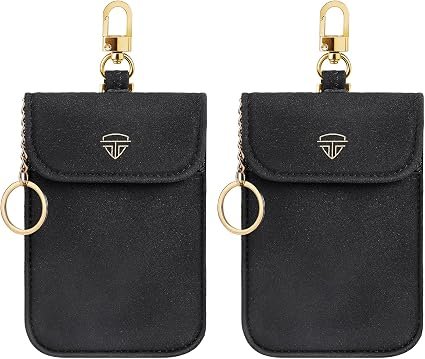 ZEXMTE Faraday Pouch for Car Keys, Car RFID Signal Blocking Holder 2 Pack, Anti-Theft Key Faraday Bag, Suede Leather Faraday Bag for Key Fob with Wristband, Key Protector Case