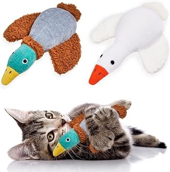 Potaroma Catnip Bird Toys, 2 Pack Soft Kicker Cat Toys with Crinkle Sound, Catnip Filled Plush Toys for Kittens and Indoor Cats, Interactive Play Toy, 16.5 cm