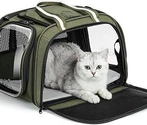 pecute Cat Carrier Stable, Large Space, Pet Carrier Bubble Window,Green | Dog Carrier With Sun Protection Roller Blinds, Breathable Cat Bag for Heavy Cat,...