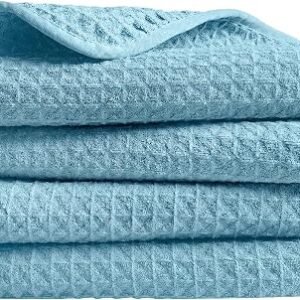 Zindoo Kitchen Towel, Blue Tea Towels Pack of 4, 70x50cm, Waffle Weave
