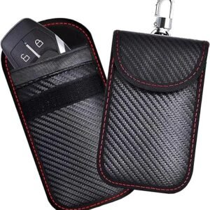 Key Fob Protector Pouch - Compact Carbon Fiber Signal Blocking Pouch for Car Keys and Wallets, RFID Blocking Anti-Theft Remote Entry Protection (Pack of 1)