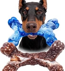 Ousiya 2 Pack Dog Chew Toys for Aggressive Chewers, Indestructible Durable Nylon Dog Bones Teeth Cleaning Chew Toys to Keep Medium & Large Dogs Busy