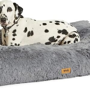 Snug Super Fluffy Extra Large Dog Bed - Super Soft, Cosy and Comfortable Cat Dog Pet Bed Pillow Mattress Sofa Cushion with Non-Slip Base and Machine Washable Cover ? XL ? 120 x 80 x 11cm - Grey