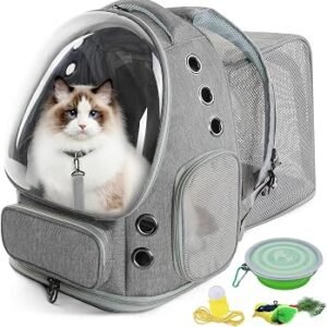 Expandable Cat Carrier Backpack No Tools Required Large Pet Carrier Backpack Suitable for Cats and Dogs Weighing up to 8KG Cat Bag with Inner Safety Hook for Travel Hiking Camping Cat Backpack Carrier