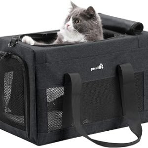 pecute Cat Carrier Airline Approved, Extra Stable Cat Carrier, Dark Grey | Portable Dog Carrier, Breathable Mesh Fabric Handbag for Pets, Pet Carrier...