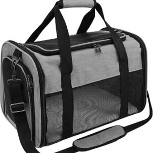 Cat Carrier Bag Airline Approved, 43?28?28cm Portable Cat Carrier Handbag Breathable Foldable Pet Travel Bag For Small/Medium Cats Dogs Puppies (Up To 20lbs)(gray)