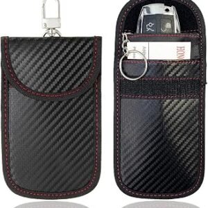 Anti-Theft Faraday Pouch for Car Keys, Car Key Signal Blocker Pouches 2 Pack | Keyless Entry Safe Key Fob Protector, Car Key Security Signal Blocker Pouch...