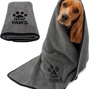 Elite Paws® UK Ultra-Absorbent Dog Towel, Microfibre, 140x70cm, 1 Pack | Super Soft Microfibre, Thicker Than Most, Fast-Drying, Doubles as Puppy Blanket,...