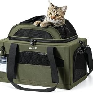 pecute Cat Carrier Top Expandable, Airline Approved Cat Carrier, Green | Cat Handbag, Extra Stable Dog Carrier, Breathable Mesh Fabric Bag for Pets, Pet...