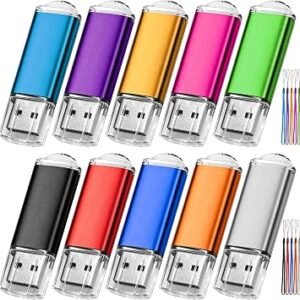 EASTBULL Memory Stick 2GB USB 10Pack USB 2.0 10 Mixed Color With Lanyard