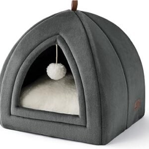 Bedsure Cat Cave Bed Indoor - Flannel Hooded Cat Igloo House, 40x40cm