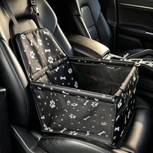 Waterproof Pet Dog Car Seat Booster Carrier with Seat Belt Harness Restraint, for Puppy Cat Travel, 40x40cm