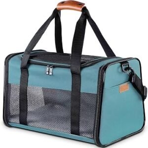Akinerri Airline Approved Pet Carriers,Soft Sided Collapsible Pet Travel Carrier For Medium Puppy And Cats Large Blue