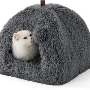 Bedsure Cat Cave Bed Igloo - Fluffy Cat Bed House, 40x40cm