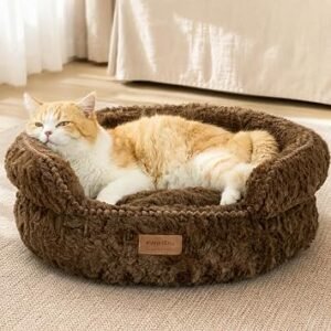 FUKUMARU Cat Bed for Indoor Cats, Small Dog Bed Washable, Round Kitten Bed