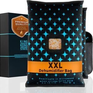 King Kong State? Reusable Car Dehumidifier Bag 2-Pack | 1.2kg XXL Capacity | Moisture Absorber for Cars & Home | Condensation Absorbers for Windows | Silica Gel Desiccant Bag | Microwavable Anti Damp