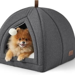 Bedsure Cat Cave Bed Igloo with Removable Washable Cushion, 44x44cm