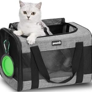 pecute® Cat Carrier Large, Breathable Pet Carrier Bag, Dog Carrier M, Grey | Portable Pet Carrier, Cat Handbag with Foldable Bowl, Suitable for Long And...