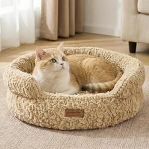 FUKUMARU Cat Bed for Indoor Cats, Small Dog Bed Washable, Round Kitten Bed