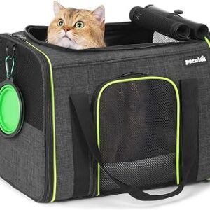 pecute? Cat Carrier Large with Removable Pet Nest up to 8kg, Foldable Cat Carrier Bag, Portable Dog Travel Bag, Breathable Mesh Fabric, Suitable for Car Travel, Bus, Subway,Picnic, Hiking Dark Grey
