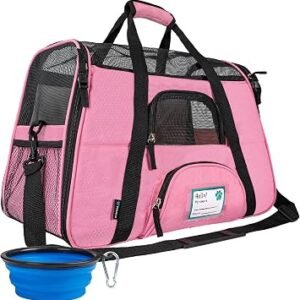 PetAmi Premium Airline Approved Soft-Sided Pet Travel Carrier | Ideal for Small - Medium Sized Cats, Dogs, and Pets | Ventilated, Comfortable Design with Safety Features (Small, Pink)