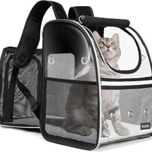 BAGLHER Expandable Pet Carrier Backpack?Pet Bubble Backpack for Small Cats Puppies Dogs Bunny, Airline-Approved Ventilate Transparent Capsule Backpack for Travel, Hiking and Outdoor Use. Black
